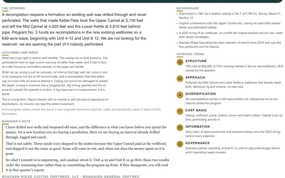One-page offering statement