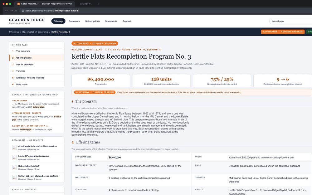 Investor portal page