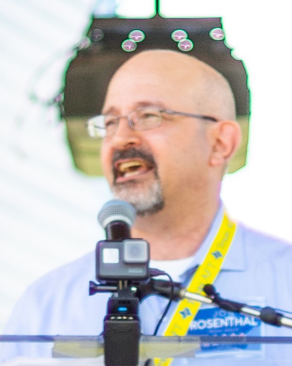 Jon Rosenthal, Texas state representative, speaking at a rally